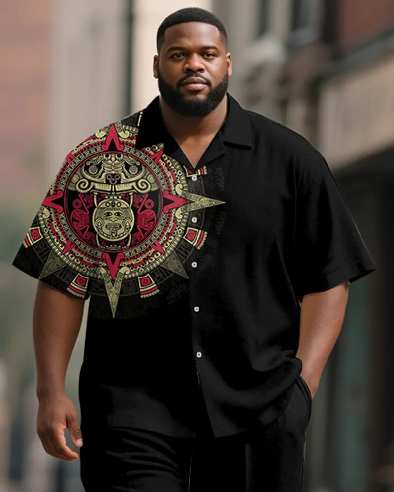 Men's Plus Size Aztec Ethnic Style Printed Short Sleeve Shirt Trousers Suit sold by Biggmans product image thumbnail 2
