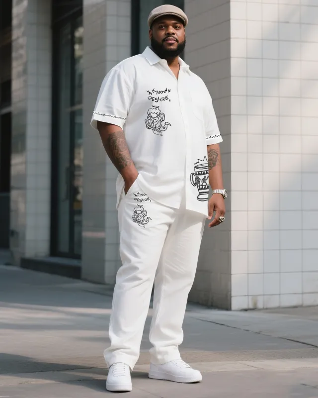 Big Boy Must Have 2025 Popular High-grade Printed Figure Short Sleeve Shirt Trousers Suit sold by Biggmans