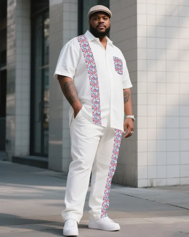 Big Boy Must-Have 2025 Popular Striped Short Sleeve Shirt Trousers Suit sold by Biggmans