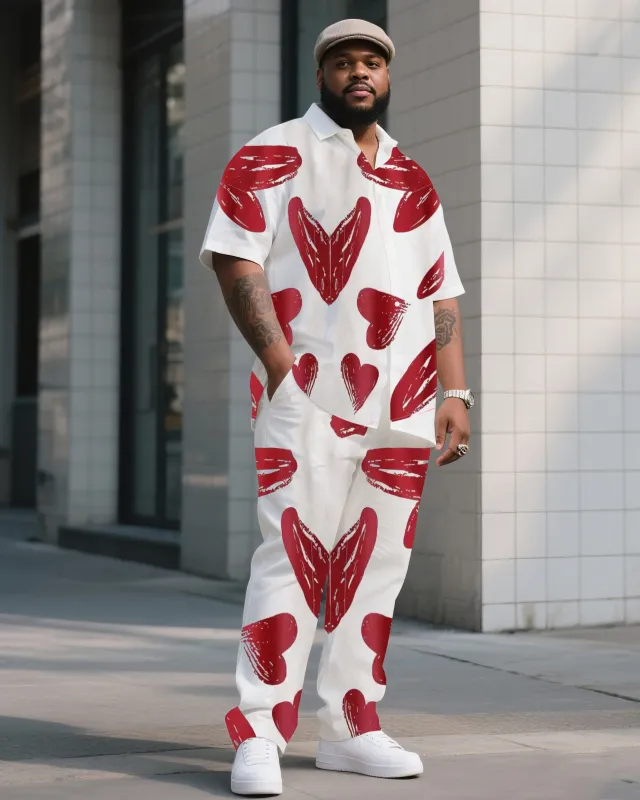 Big Boy Valentine Print Short Sleeve Shirt Trousers Suit sold by Biggmans