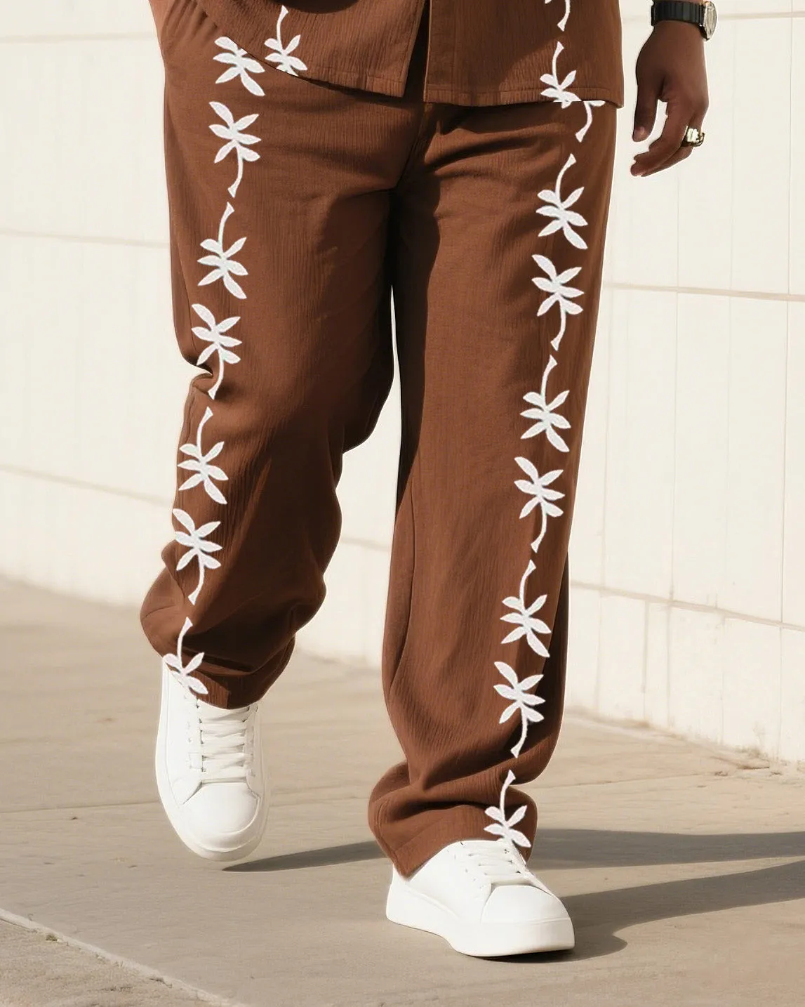 Big Boy Daily Casual Brown Simple Flower Short Sleeve Shirt Trousers Suit sold by Biggmans product image thumbnail 3