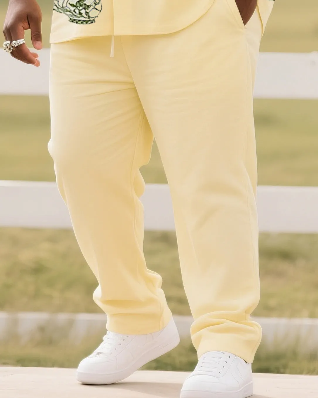 Big Boy Daily Casual Light Yellow Simple Flower Short Sleeve Shirt Trousers Suit sold by Biggmans product image thumbnail 3