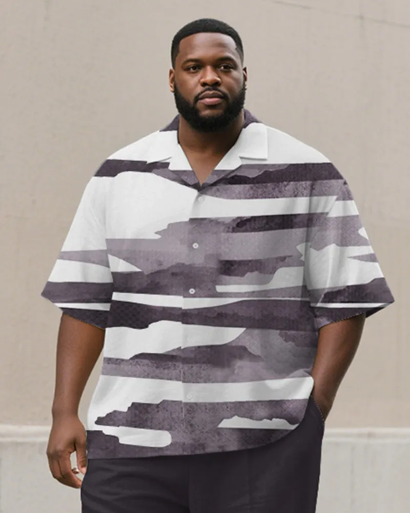 Men's Plus Size Simple Purple Abstract Color Block Print Short Sleeve Shirt Trousers Suit sold by Biggmans product image thumbnail 2