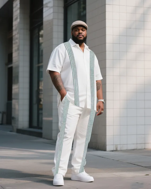 Big Boy Line Contrast Short Sleeve Shirt Trousers Suit sold by Biggmans