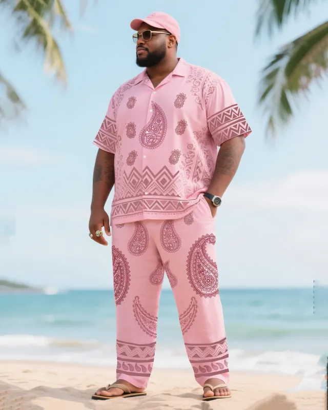 Big & Tall Men's Holiday Style Paisley Printed Short Sleeve Shirt Pants Suit sold by Biggmans