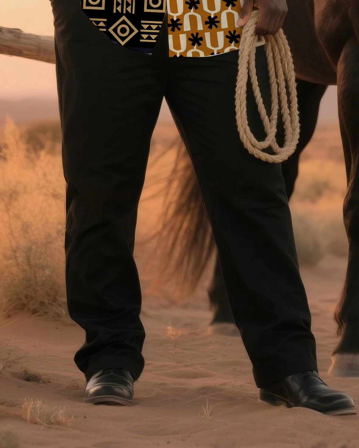 Big & Tall Men's Daily Leisure Western Style Ethnic Style Stitching-Short Sleeve Shirt And Pants Suit sold by Biggmans product image thumbnail 3