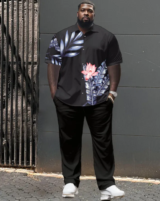Floral Pattern Large Size Classic Print Men's Short Sleeve Trousers Set sold by Biggmans