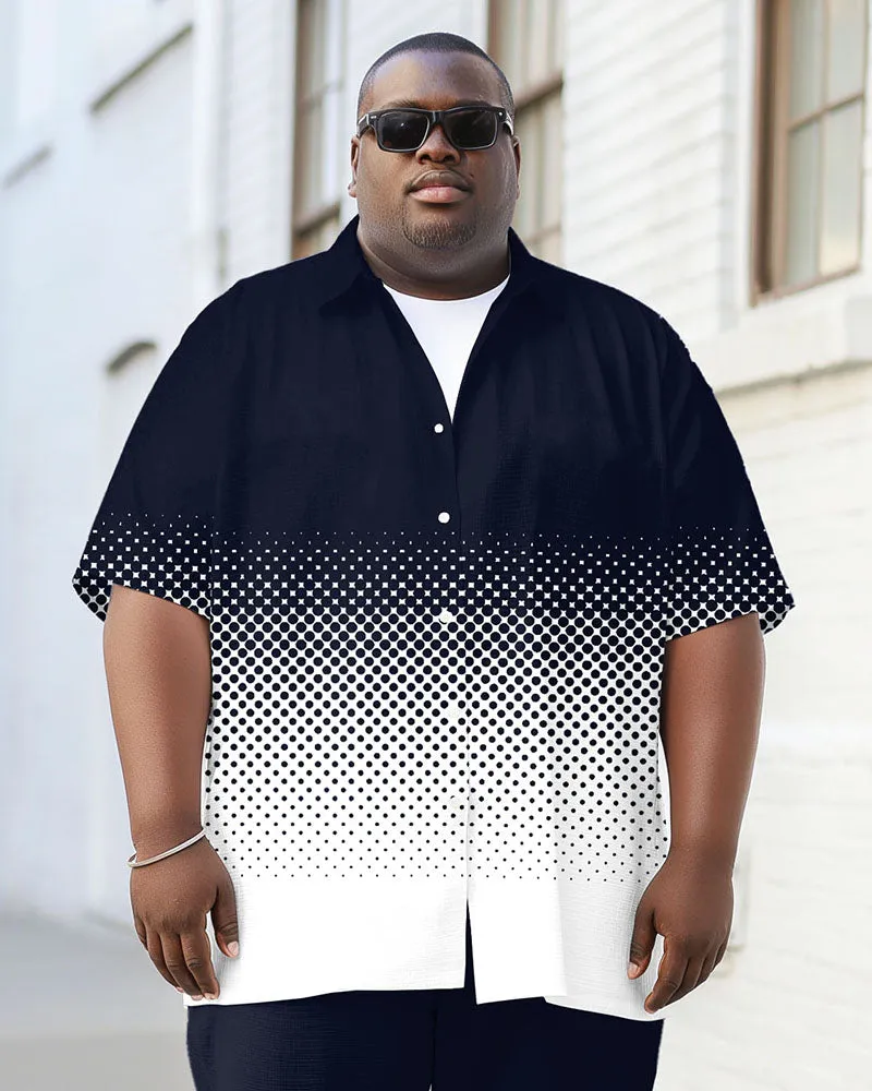 Men's Plus Size Street Fashion Gradient Geometric Print Short Sleeve Shirt Trousers Suit sold by Biggmans product image thumbnail 2