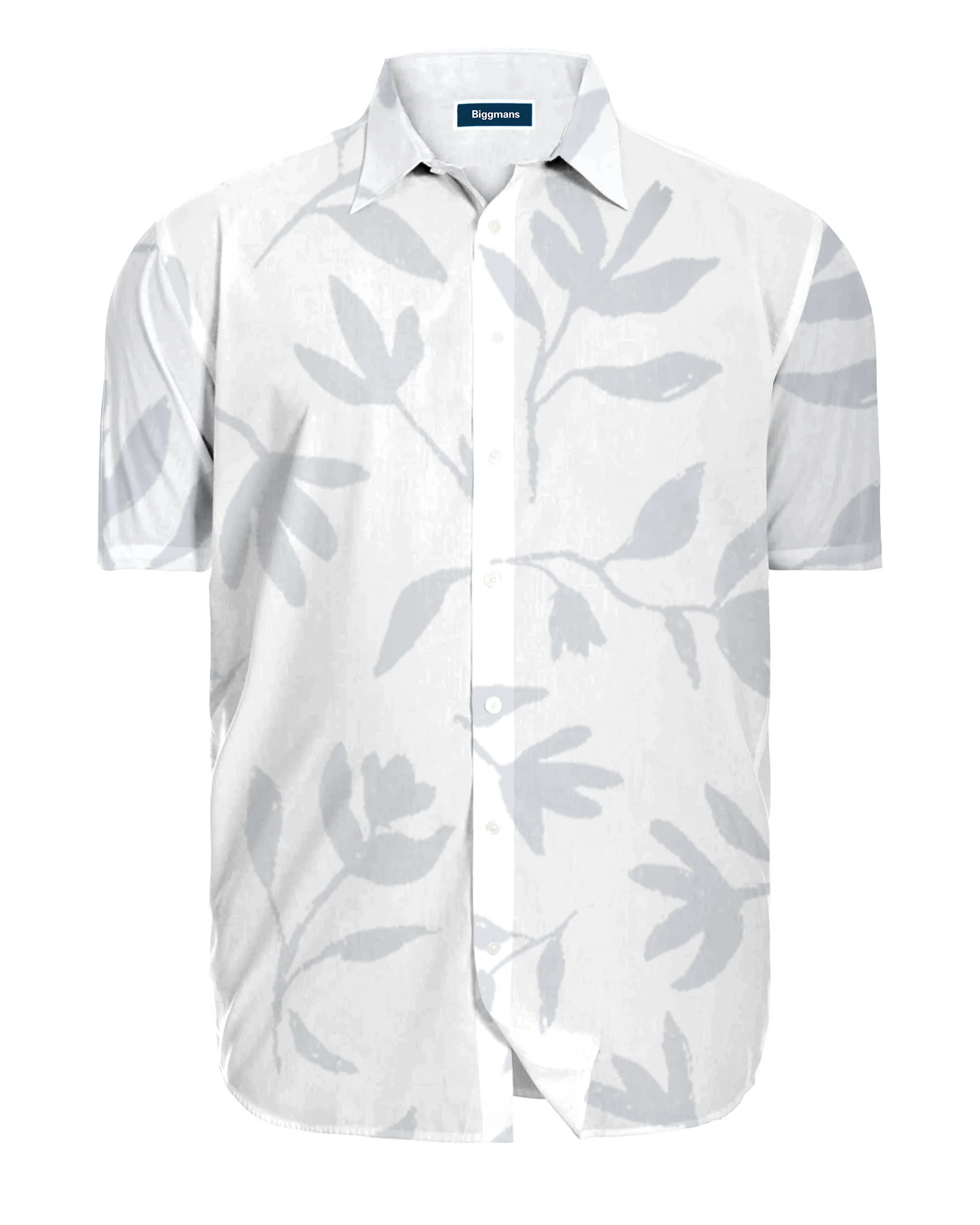 White Hawaiian Leaf Jacquard Craft Printed Shirt Trousers Suit Men's Plus Size sold by Biggmans product image thumbnail 3