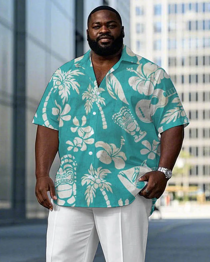 Hawaiian Player Coconut Pattern Short Sleeve Shirt Trousers Suit Men's Plus Size sold by Biggmans product image thumbnail 2