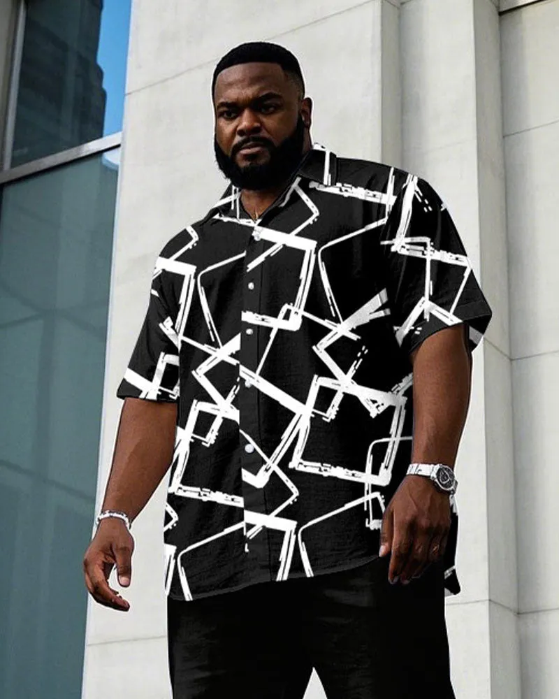 Men's Plus Size Business Casual Black Crack Short Sleeve Shirt Trousers Suit sold by Biggmans product image thumbnail 2