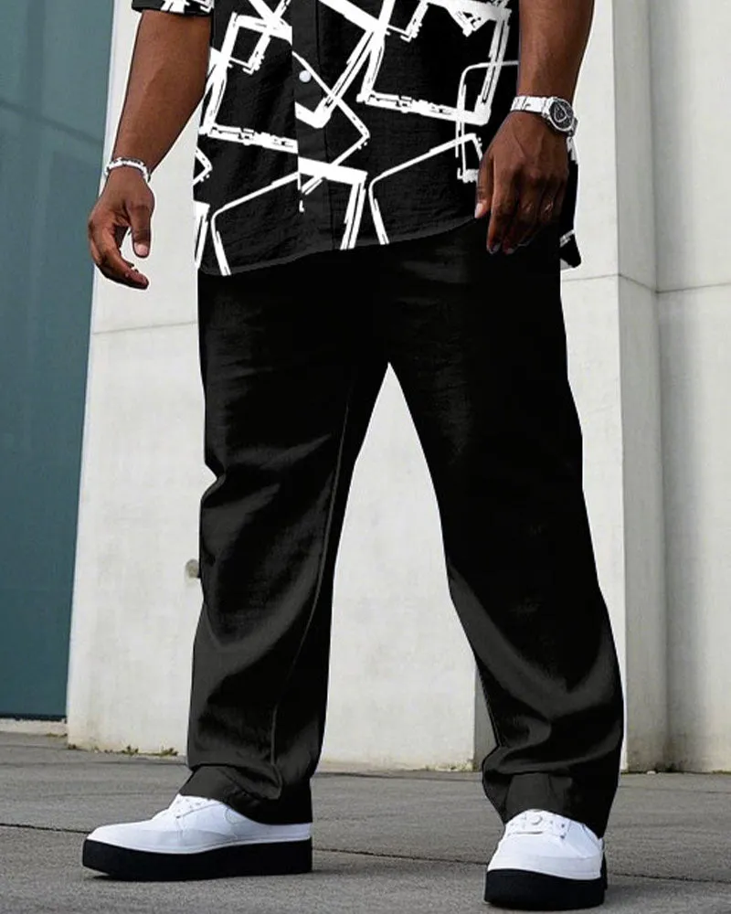 Men's Plus Size Business Casual Black Crack Short Sleeve Shirt Trousers Suit sold by Biggmans product image thumbnail 3