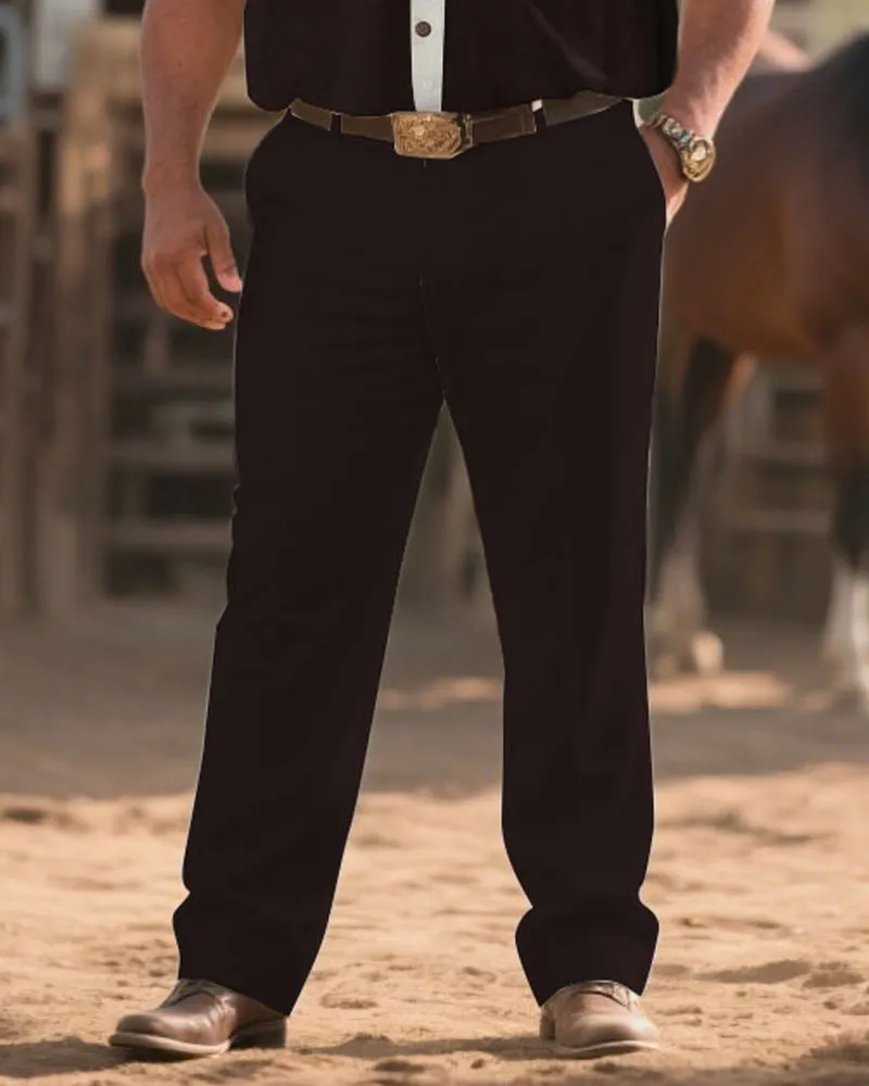 Western Denim-Men's Plus Size Dark Brown Mascot Symmetrical Printed Short Sleeve Shirt Trousers Suit sold by Biggmans product image thumbnail 3