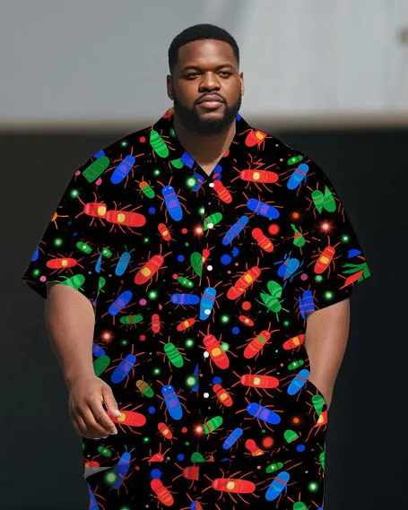 Men's Big and Tall Cartoon World Colorful Beetle Printed Casual Short-Sleeve Shirt Pants Sets sold by Biggmans product image thumbnail 2