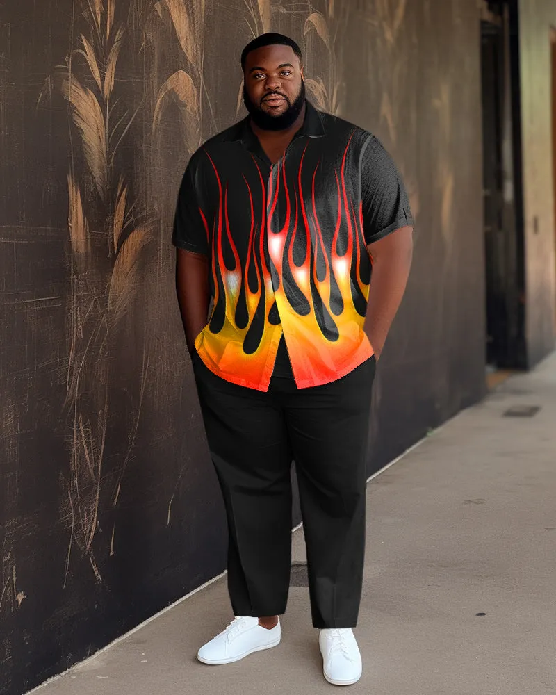 Men's Plus Size Black Flame Short Sleeve 2 Piece Walking Suit sold by Biggmans