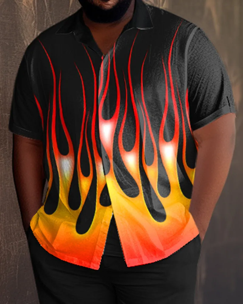 Men's Plus Size Black Flame Short Sleeve 2 Piece Walking Suit sold by Biggmans product image thumbnail 2