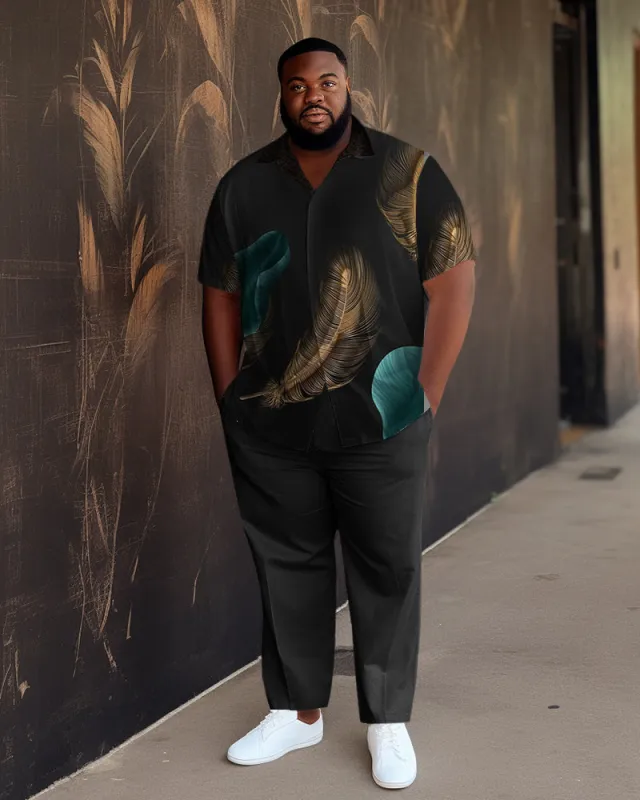 Black Men's Ombre Art Plus Size Short Sleeve Walking Set sold by Biggmans