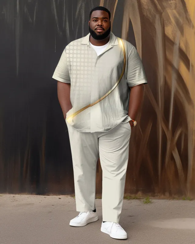 Men's Plus Size Polka Dot Gradient Short Sleeve Walking Suit sold by Biggmans