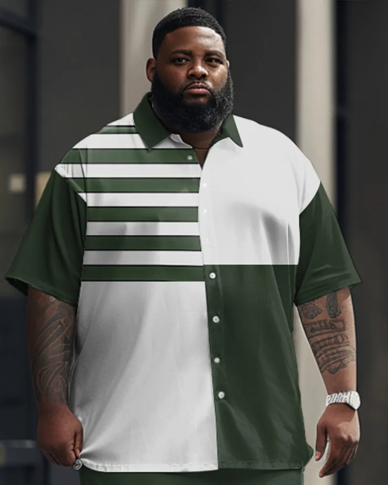 Men's Plus Size Business Simple Color Block Printed Short Sleeve Shirt Suit sold by Biggmans product image thumbnail 2
