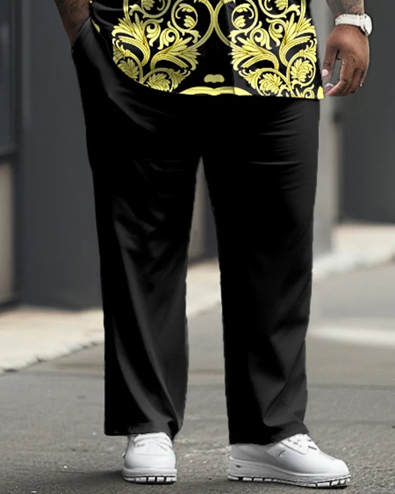 Men's Plus Size Business Casual Hand-painted Vintage Pattern Printed Short-sleeved Shirt Suit sold by Biggmans product image thumbnail 3