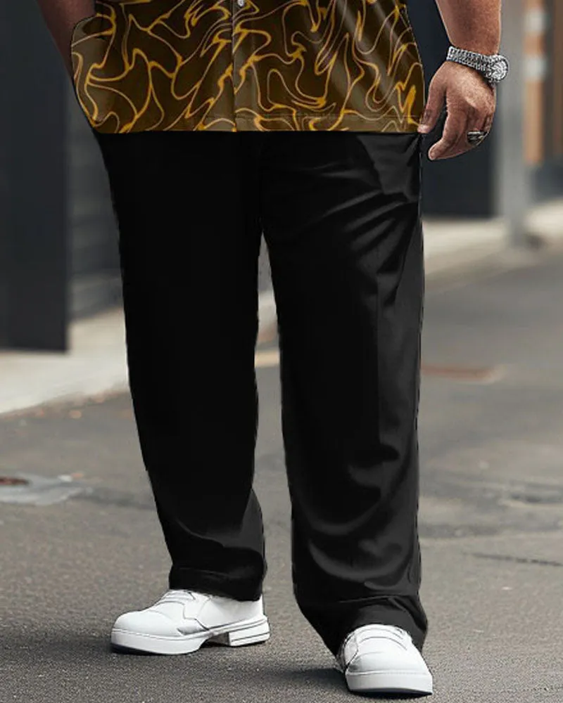 Men's Plus Size Business Simple Gradient Geometric Print Short Sleeve Shirt Trousers Suit sold by Biggmans product image thumbnail 3