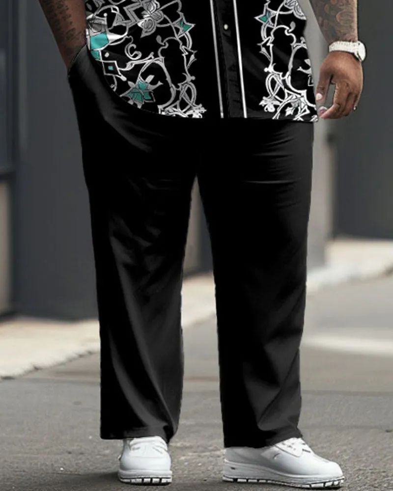 Men's Plus Size Business Simple Geometric Advanced Blue Short Sleeve Shirt Trousers Suit sold by Biggmans product image thumbnail 3