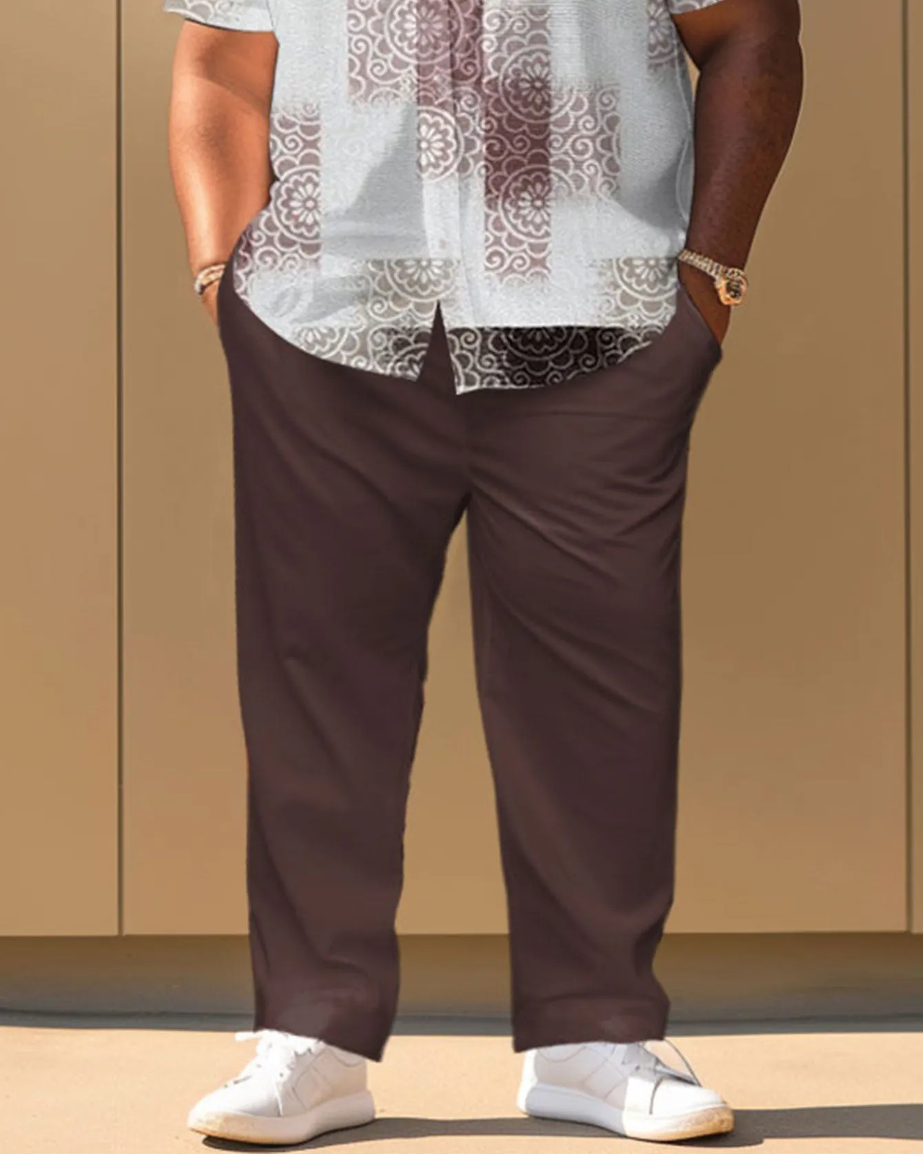 Gradient Pattern Print Short Sleeve Shirt Trousers Suit Men's Plus Size sold by Biggmans product image thumbnail 3