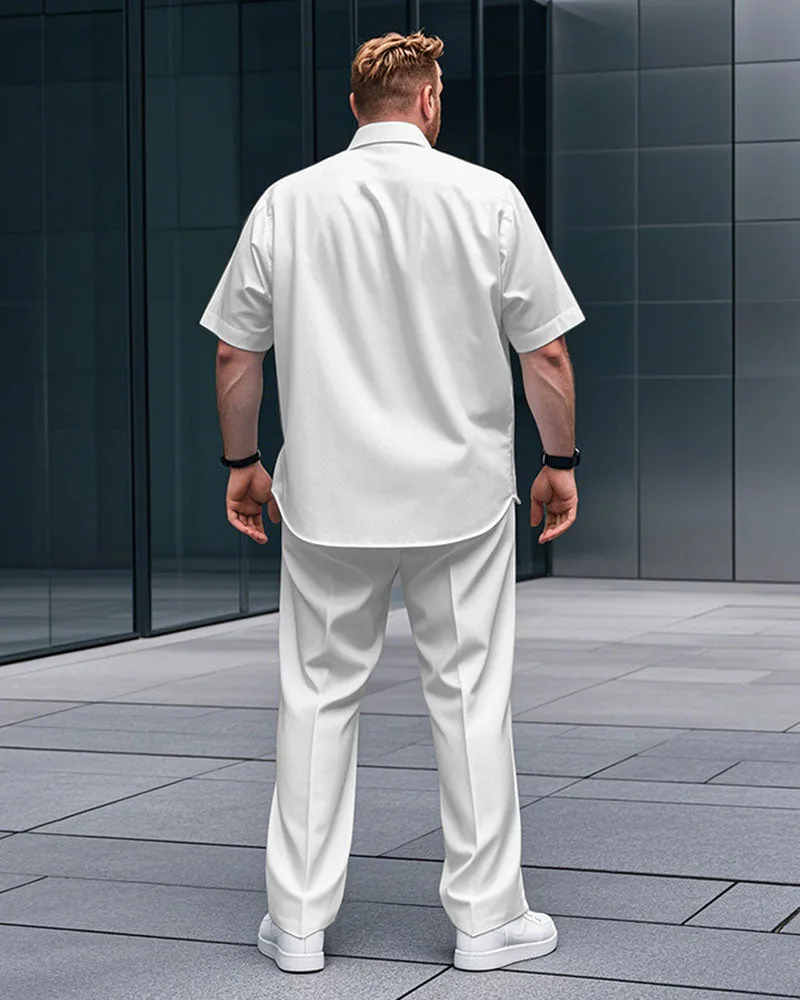 Men's Plus Size Casual Gradient Ink Elephant Print Short Sleeve Shirt Trousers Suit sold by Biggmans product image thumbnail 4