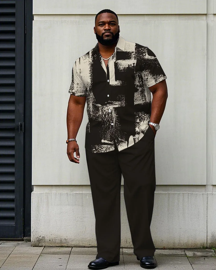 Men's Plus Size Business Khaki Short Sleeve Shirt Trousers Suit sold by Biggmans