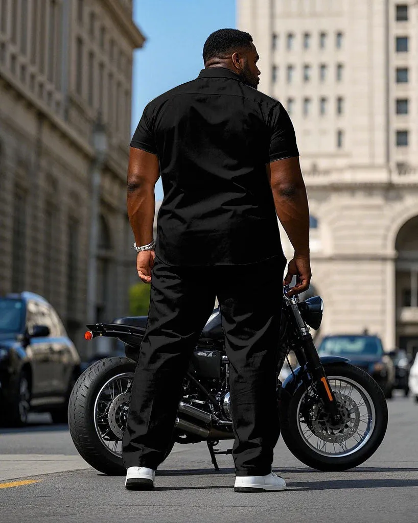 Men's Plus Size Business Casual Black & Red & White Colorblock Short Sleeve Shirt Trousers Suit sold by Biggmans product image thumbnail 4