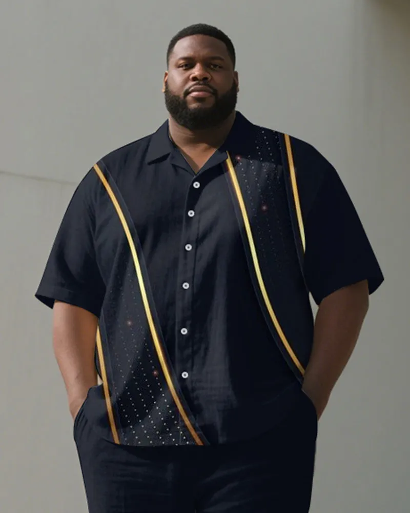 Men's Plus Size Blue Polo Dot Line Geometric Print Short Sleeve Shirt Trousers Suit sold by Biggmans product image thumbnail 2