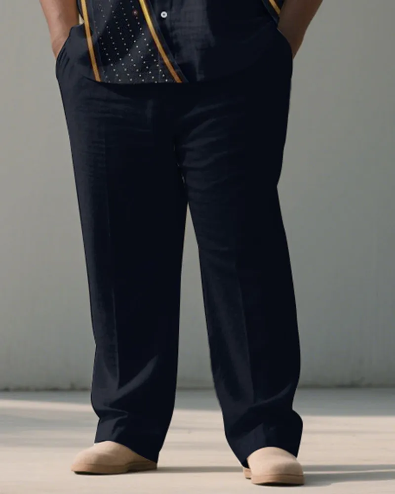 Men's Plus Size Blue Polo Dot Line Geometric Print Short Sleeve Shirt Trousers Suit sold by Biggmans product image thumbnail 3