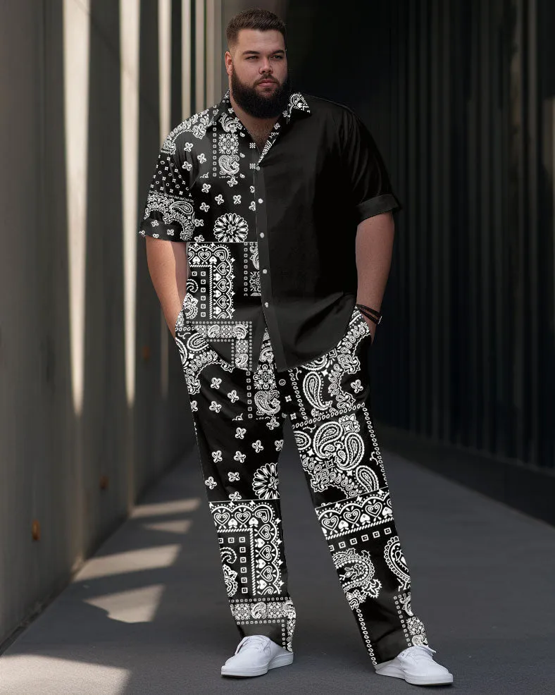 Men's Plus Size Business Simple Pellis Pattern Short Sleeve Shirt Suit sold by Biggmans