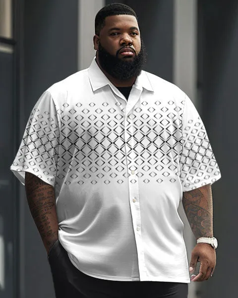 Men's Plus Size Simple Diamond Print Short Sleeve Shirt Suit sold by Biggmans product image thumbnail 2