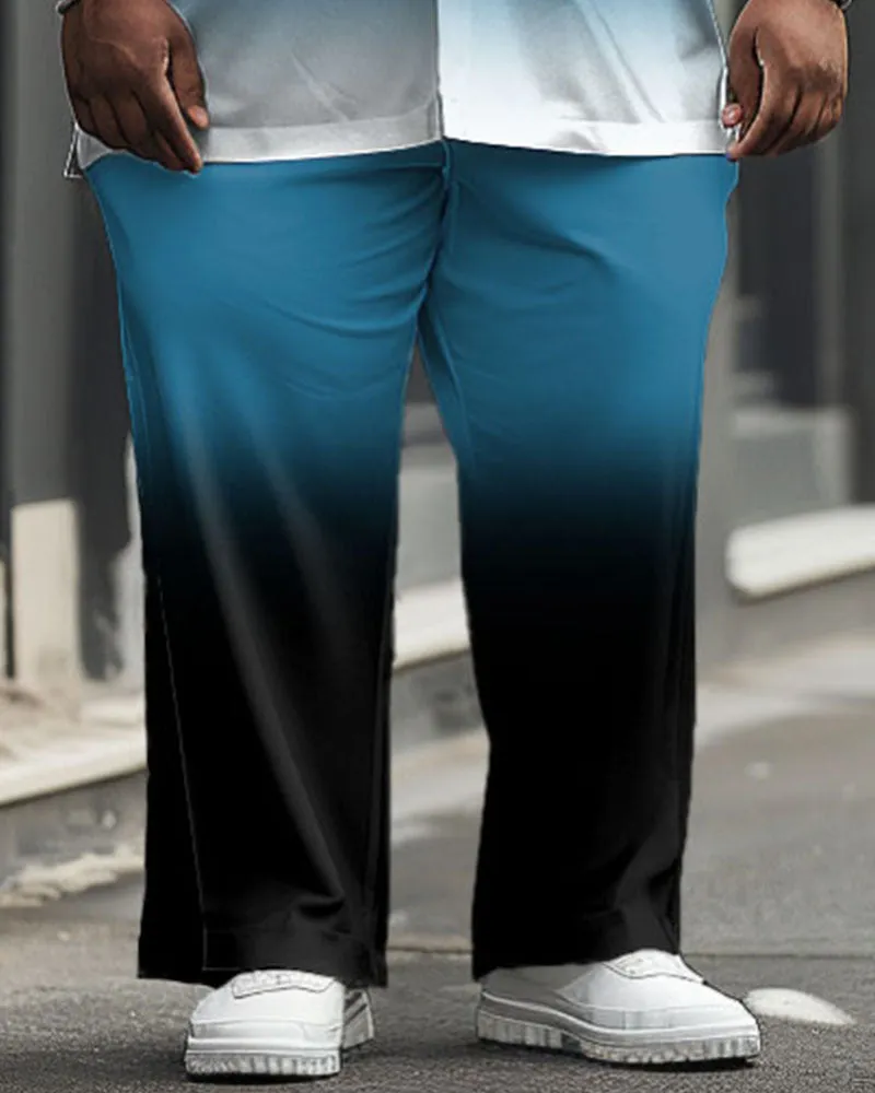 Men's Plus Size Business Simple Gradient K Letter Printing Short Sleeve Shirt Suit sold by Biggmans product image thumbnail 3