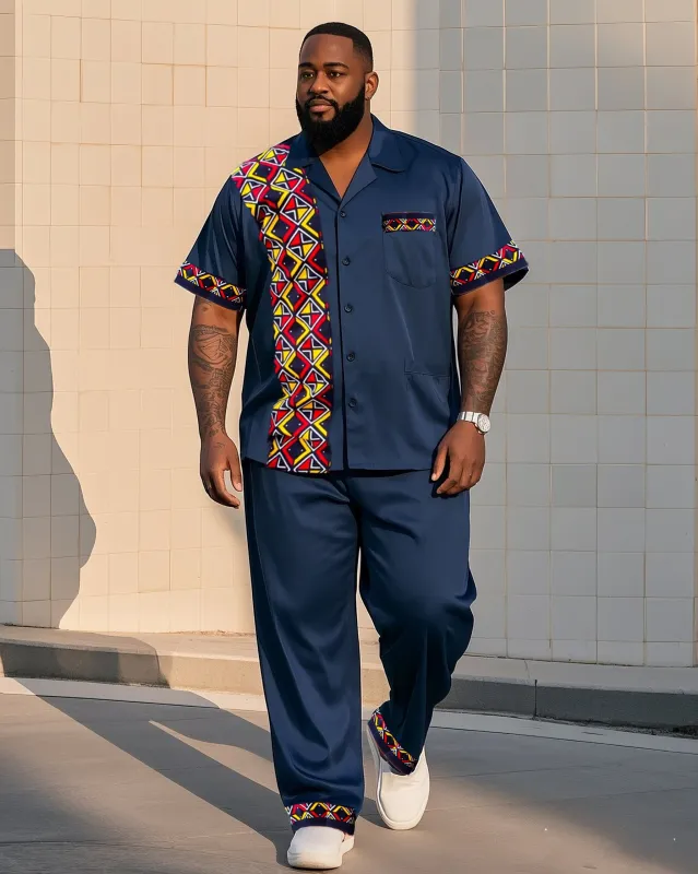 Big Boy Must-Have Retro Impression Totem Print Short Sleeve Shirt Trousers Suit sold by Biggmans