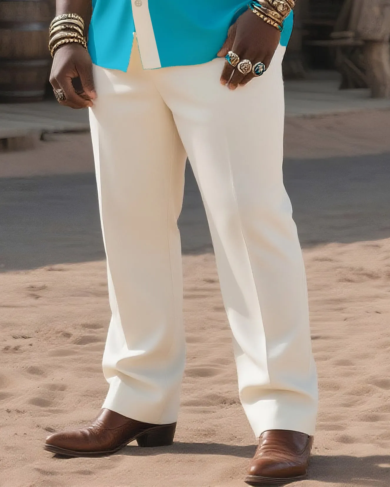 Big & Tall Men's Western Style Color Matching Casual Cat Printing-short Sleeve Shirt Pants Suit sold by Biggmans product image thumbnail 3