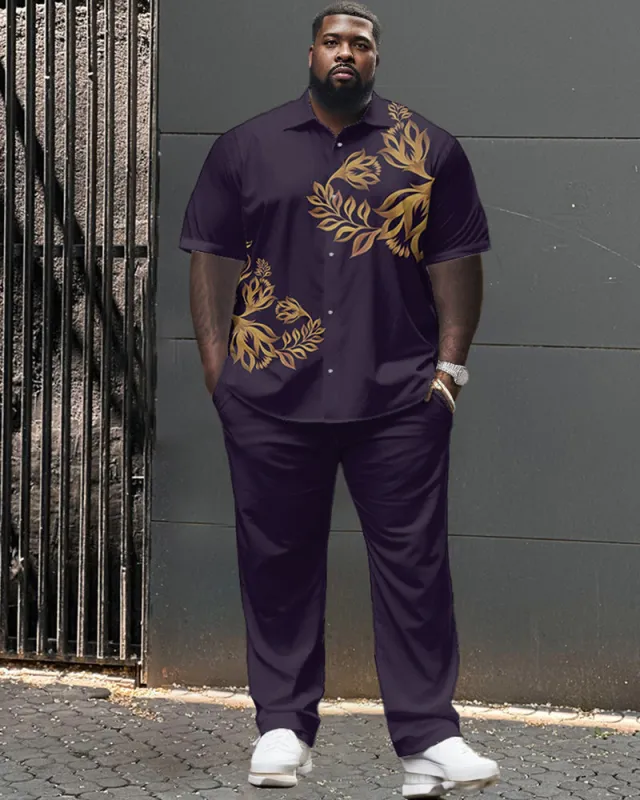 Floral Pattern Large Size Classic Print Men's Short Sleeve Trousers Set sold by Biggmans