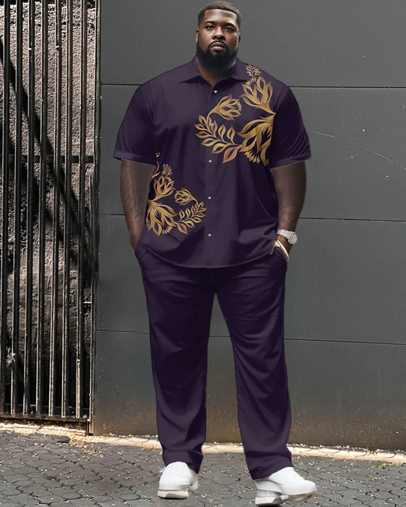 Floral Pattern Large Size Classic Print Men's Short Sleeve Trousers Set sold by Biggmans