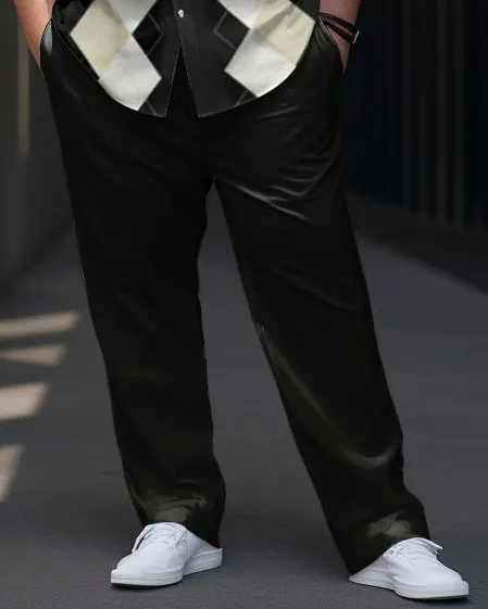 Men's Large Size Diamond Pattern Short Sleeve Shirt Trousers Set sold by Biggmans product image thumbnail 3