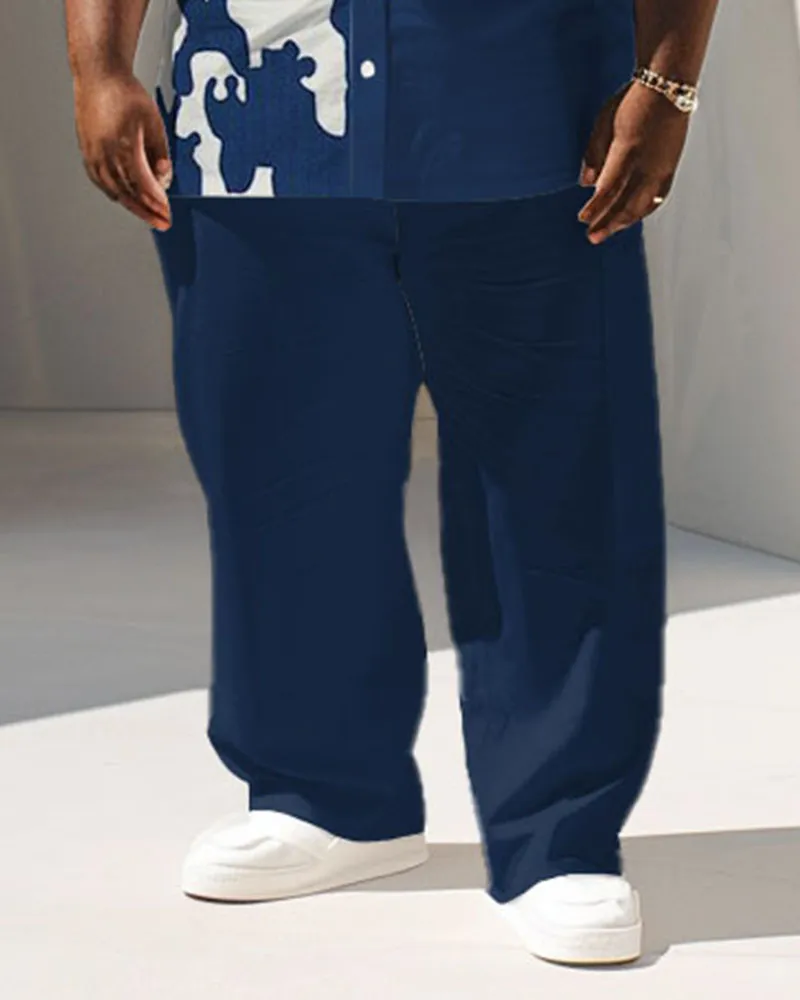 Men's Plus Size Business Simple Geometric Print Pocket Short Sleeve Shirt Suit sold by Biggmans product image thumbnail 3