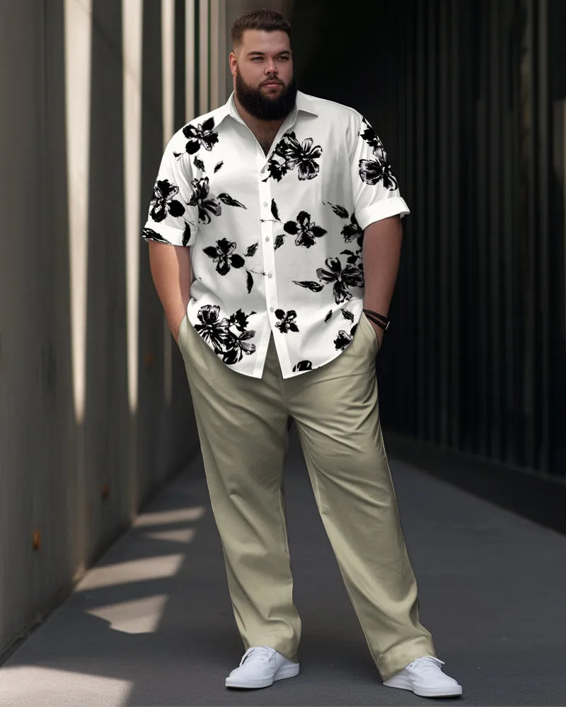 Men's Plus Size Flower Print Short Sleeve Shirt Suit sold by Biggmans