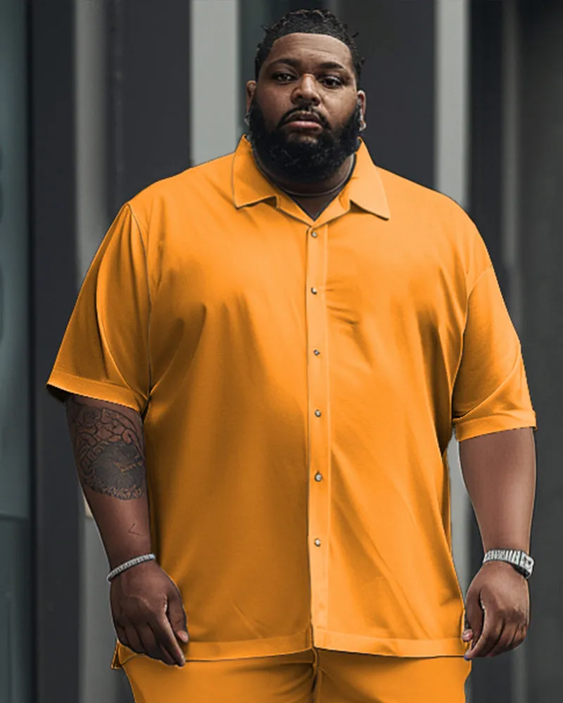 Men's Plus Size Solid Color Yellow Short Sleeve Shirt Trousers Suit sold by Biggmans product image thumbnail 2