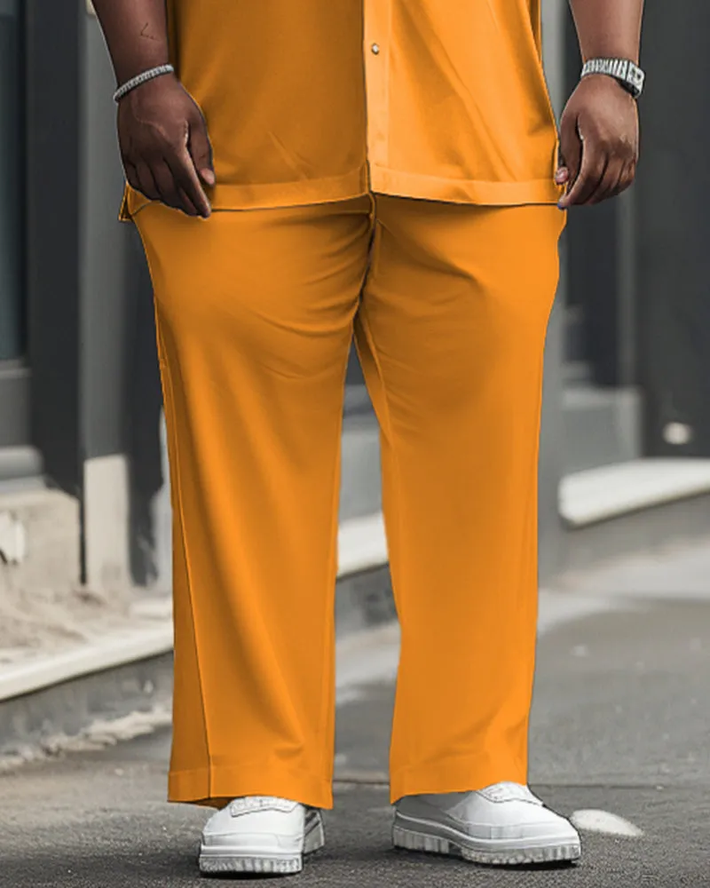 Men's Plus Size Solid Color Yellow Short Sleeve Shirt Trousers Suit sold by Biggmans product image thumbnail 3