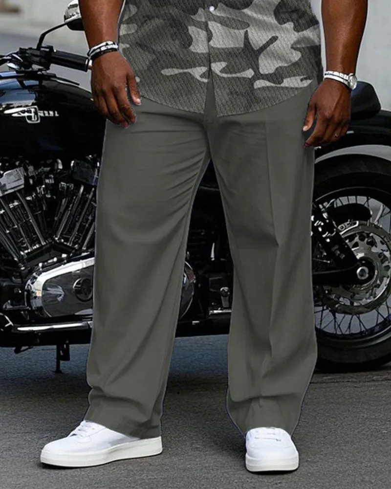 Men's Plus Size Gray Fashion Camouflage Short Sleeve Shirt Trousers Suit sold by Biggmans product image thumbnail 3