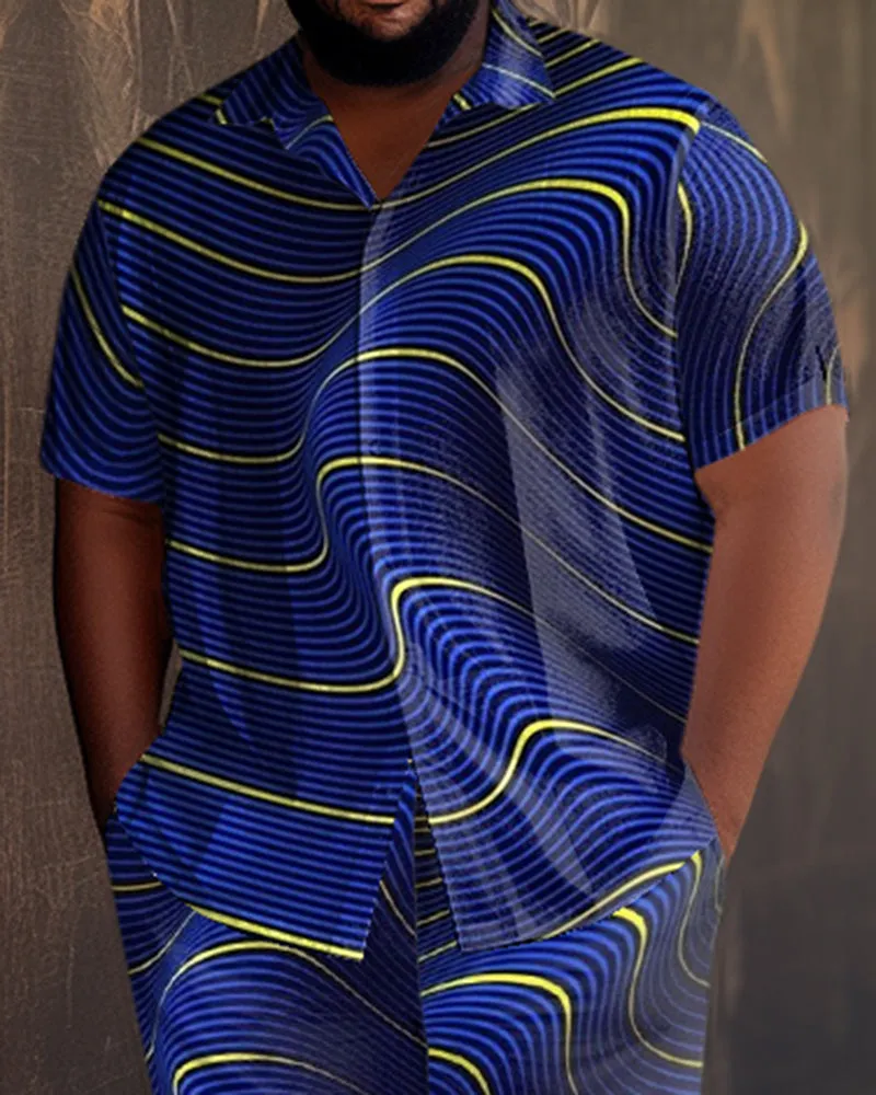 Blue Men's Ombre Art Plus Size Short Sleeve Walking Set sold by Biggmans product image thumbnail 2