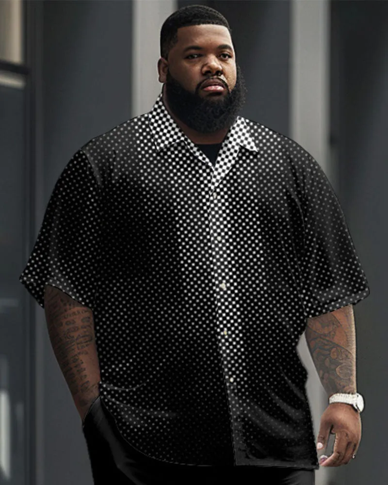Men's Plus Size Business Polka Dot Geometric Print Short Sleeve Shirt Suit sold by Biggmans product image thumbnail 2