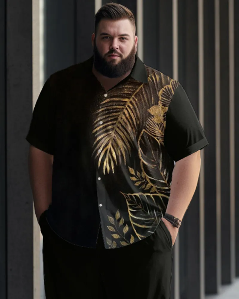 Gold Leaf Minimalist Printed Oversized Men's Short Sleeved Shirt Set sold by Biggmans product image thumbnail 2