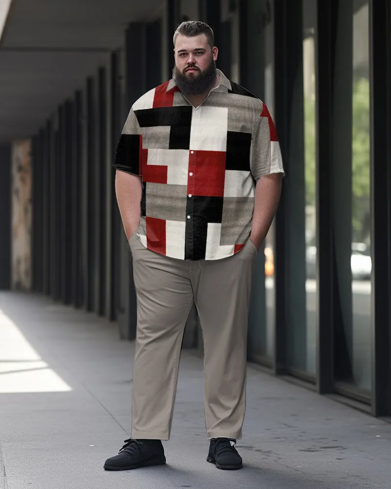 Plaid Square Plus Size Men's Abstract Print Walking Set sold by Biggmans