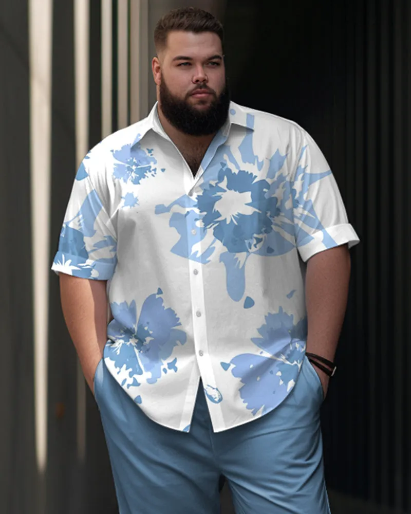 Men's Plus Size Business Casual Flower Print Short Sleeve Shirt Trousers Suit sold by Biggmans product image thumbnail 2
